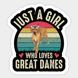 Just A Girl Who Loves Great Danes Cute Great Dane Puppy Dog Lover Sticker